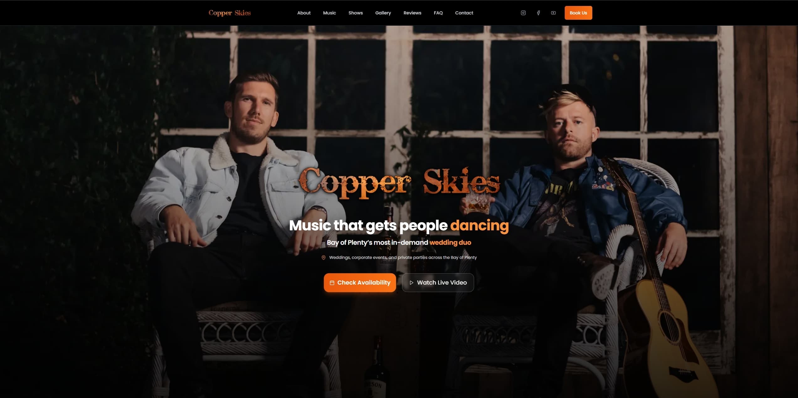 Copper Skies — website screenshot